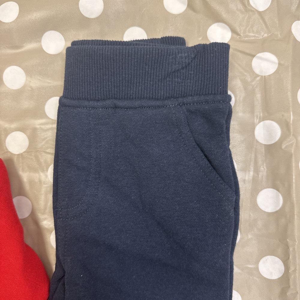 Tommy Hilfiger Jogger Set Boys 3-6 Months Navy Blue With Red Hooded With Pockets - Picture 5 of 10